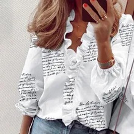 Ruffle V-Neck Blouse