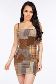 Multi Plaid Patchwork Mesh Dress