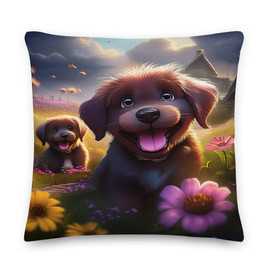 ppREp Animals In Pink: Puppies Cuddle & Throw Pillow (Front) ppREp Animals In Pink: Puppies Cuddle & Throw Pillow (Front)