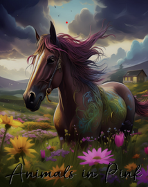 Animals in Pink Horses 11x14 Canvas