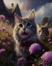 Animals in Pink Cats 11x14 Canvas