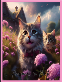 Animals in Pink Cats 18x24 Poster