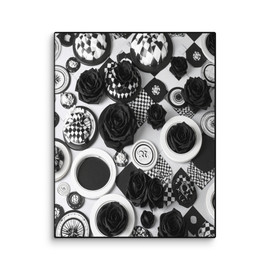 Roses & Circles #3357 Black 11x14 Canvas
