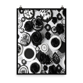 Roses & Circles #3357 Black 18x24 Poster