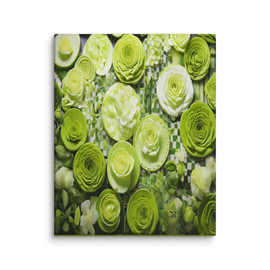 Roses & Circles #4131 Lime Green 16x20 Canvas
