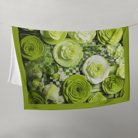 Roses & Circles #4131 Lime Green 60x50 Throw Blanket