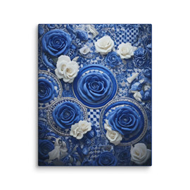 Roses & Circles #4184 Royal Blue 16x20 Canvas