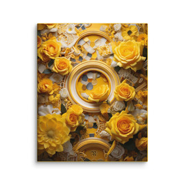Roses & Circles #4143 Yellow 16x20 Canvas
