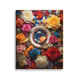 Roses & Circles #4163 Multi 16x20 Canvas