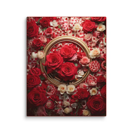 Roses & Circles #4179 Red 16x20 Canvas