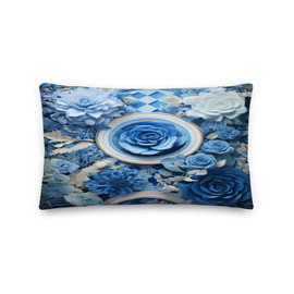 Roses & Circles #4140 Light Blue 20x12 Pillow