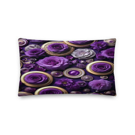 Roses & Circles #4210 Purple 20x12 Pillow