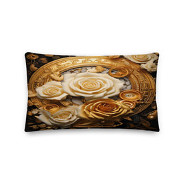 Roses & Circles #4172 Gold 20x12 Pillow