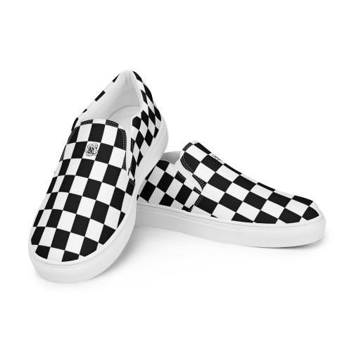 Checkers Black Slip-On Canvas Shoes