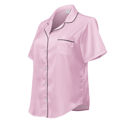 NICE Pastel Pink SS Silky Button Top (Front)