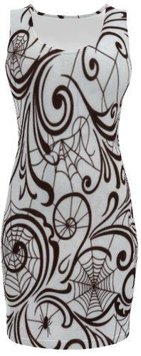 Swirly Swirls & Webs #3727 Brown Body Dress (Front)
