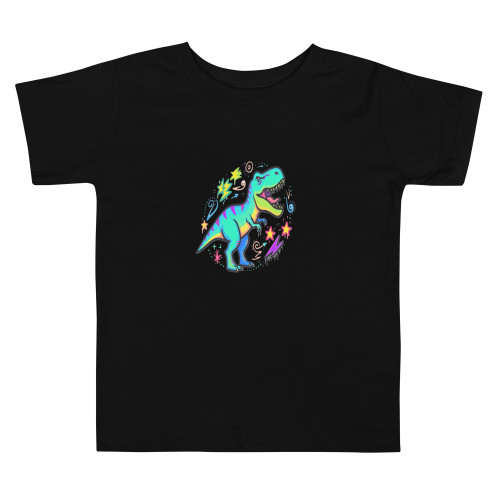 Dinosaurs #3447 SS Toddlers 2T-3T Tee Black (Front)