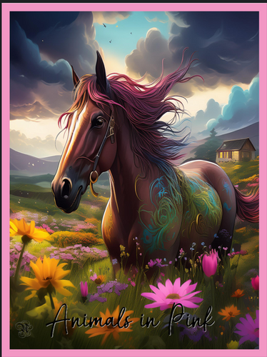 Animals in Pink Horses 18x24 Poster