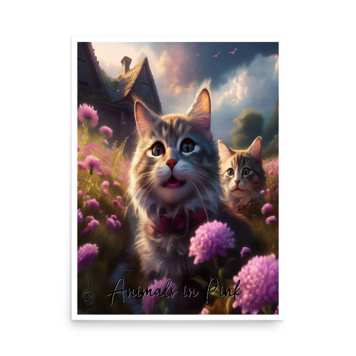 Animals in Pink Cats 18x24 Poster