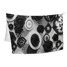 Roses & Circles #3357 Black 60x50 Throw Blanket