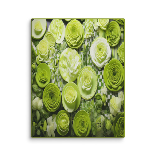 Roses & Circles #4131 Lime Green 11x14 Canvas