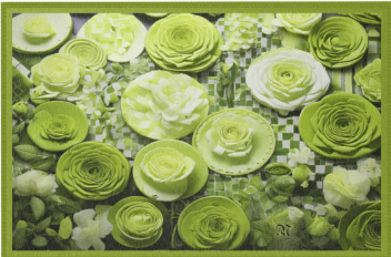 Roses & Circles #4131 Lime Green 36x24 Area Rug