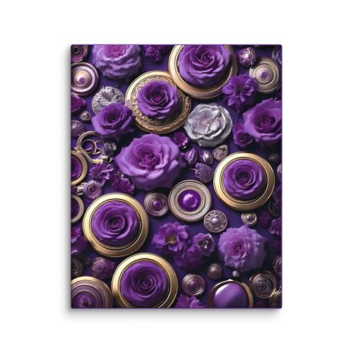 Roses & Circles #4210 Purple 16x20 Canvas