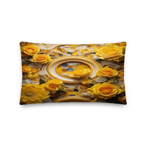 Roses & Circles #4143 Yellow 20x12 Pillow
