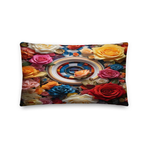 Roses & Circles #4163 Multi 20x12 Pillow
