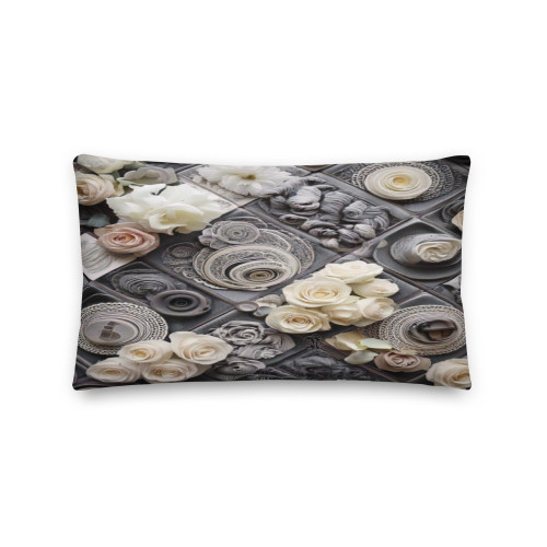 Roses & Circles #4155 Grey 20x12 Pillow