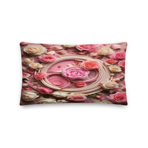 Roses & Circles #4151 Light Pink 20x12 Pillow