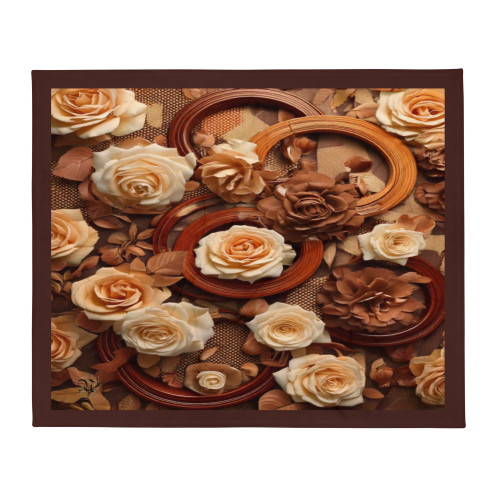 Roses & Circles #4156 Brown 60x50 Throw Blanket