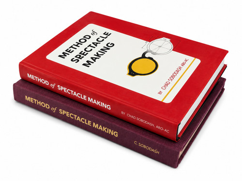 Method of Spectacle Making by Chad Sobodash — red and maroon hardcover editions stacked
