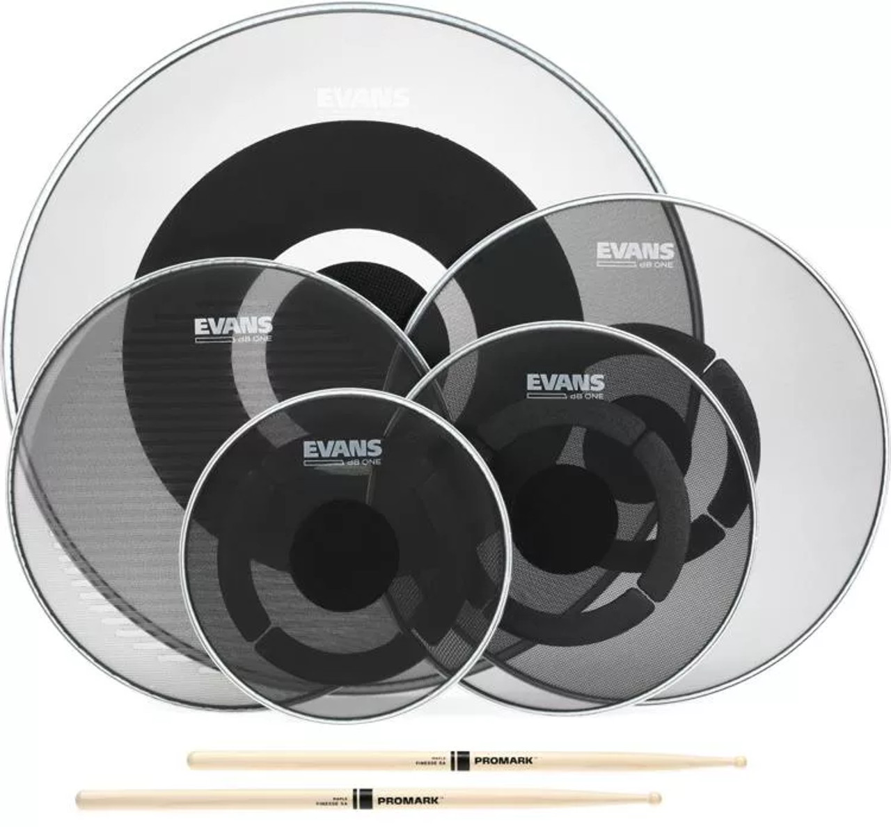 Evans dB One Low Volume Cymbal and Drumhead Set