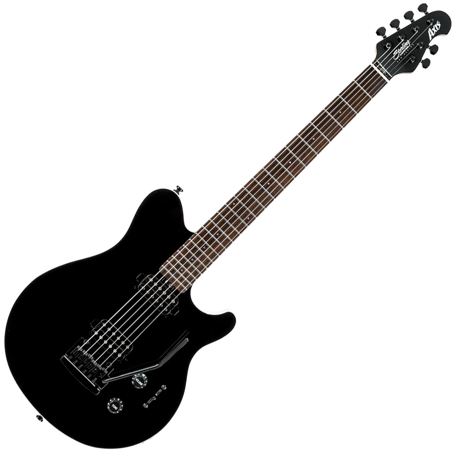 Sterling by Music Man Axis in Black with White Body Binding at 