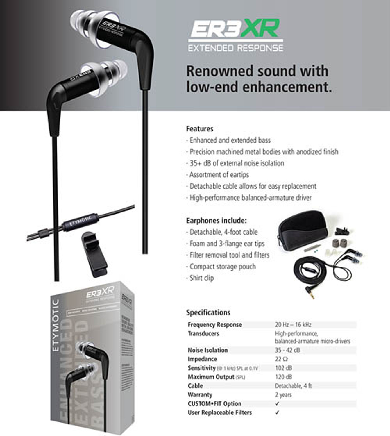 Etymotic ER3XR In-Ear Earphones ER3XR