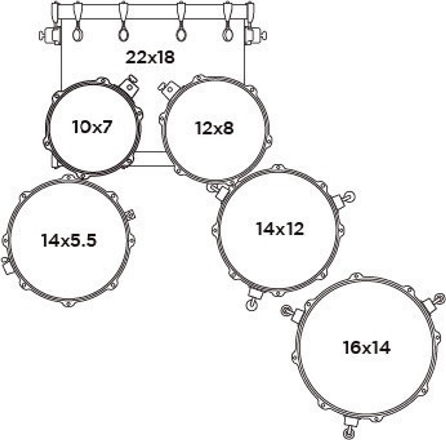 5 piece drum set diagram