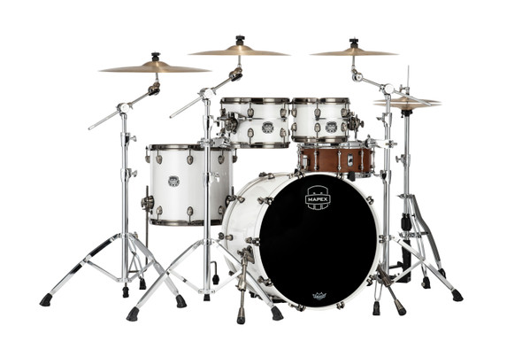 Mapex Saturn Evolution Classic 4pc Maple Shell Pack No Snare Polar White SE529XEMBPI