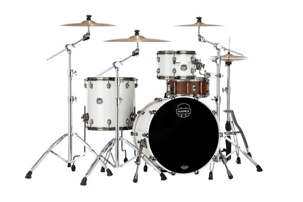 Mapex Saturn Evolution Hybrid Organic Rock 3pc Shell Pack No Snare Polar White SE426XHBPI