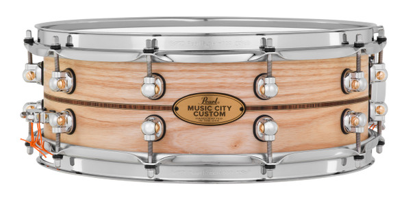 Pearl Music City Custom Solid Ash 14"x5" Snare Drum NATURAL W/KINGWOOD INLAY MCCA1450S/C1001