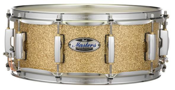 Masters Maple Complete 4-pc. Shell pack (MCT924XEDP/C347) in Bombay Gold Sparkle with added 8"x7" and 13"x9" component toms, 14"x6.5" and 14"x5" snares, 14"x14" floor tom, and 20"x14" bass drum.