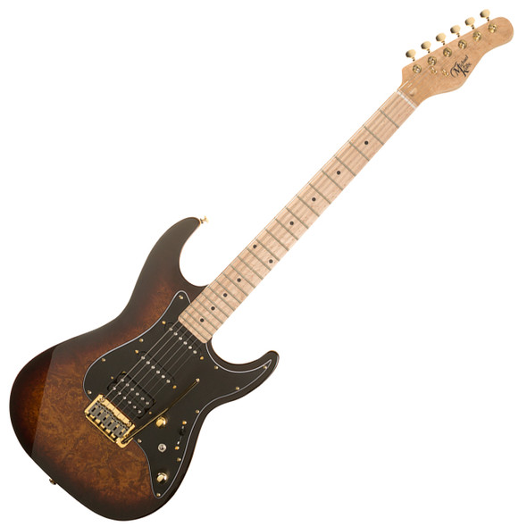 Michael Kells Custom Collection 60 Electric Guitar Burl Burst HSS, Gold Hardware, Maple FB