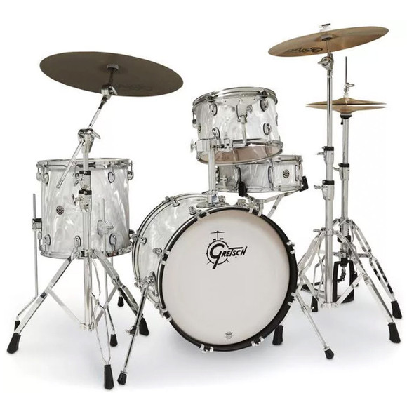 Gretsch Catalina Club 4 PC Drum Set with Snare Drum-White Satin Flame