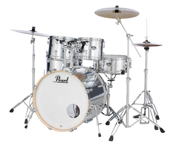 EXX725/C49 Pearl Export 5pc Drum Set w/830-Series Hardware Pack MIRROR CHROME - front view