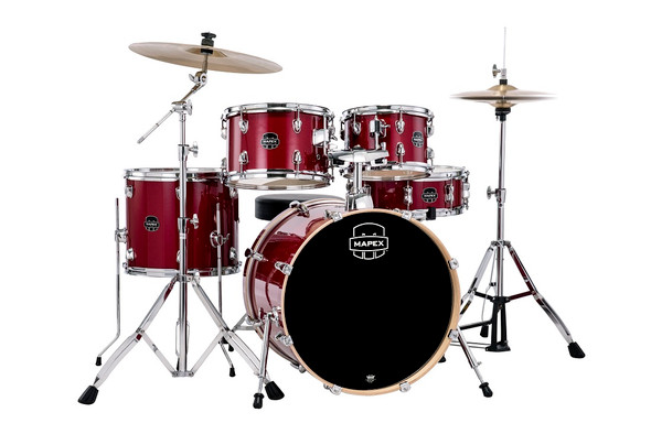 Mapex Venus 20" 5pc Fusion Complete Drum Set in Crimson Red Sparkle VE5294FTCVM