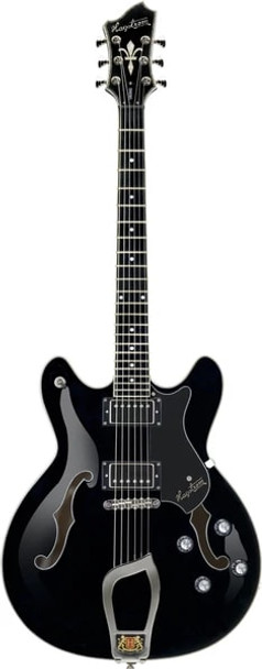 Hagstrom Viking Model Semi-Hollow Electric Guitar - Black Gloss VIK-BLK-U