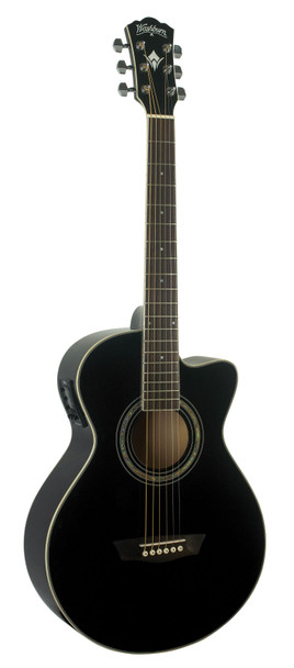Washburn EA10 Festival Petite Jumbo Cutaway Acoustic Electric Guitar Black EA10B