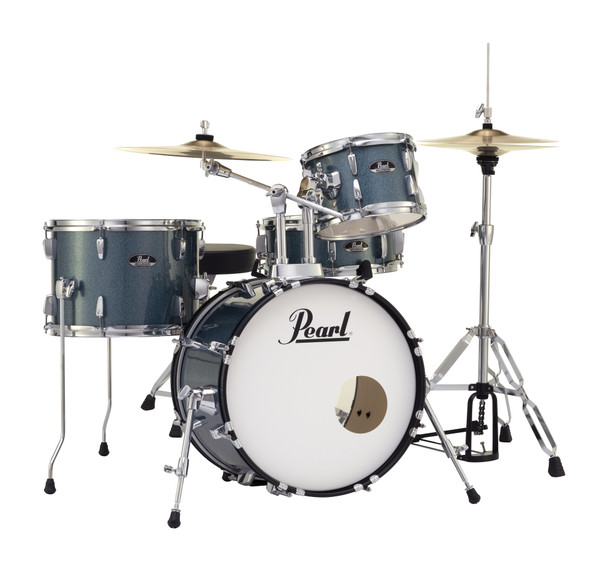 Pearl Roadshow 4-pc. Drum Set with Hardware and Cymbal Set in (#703) Aqua Blue Glitter finish.