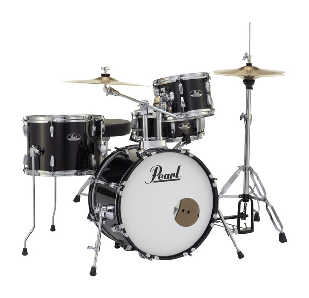 Pearl Roadshow 4-pc. Drum Set with Hardware and Cymbal Set in (#31) Jet Black finish.