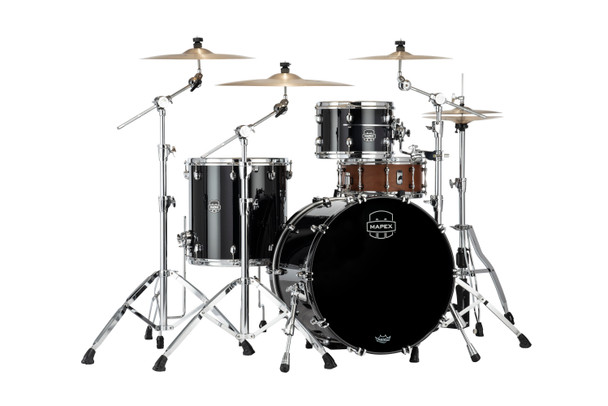 Mapex Saturn Evolution Hybrid Organic Rock 3pc Shell Pack No Snare Piano Black SE426XHPB